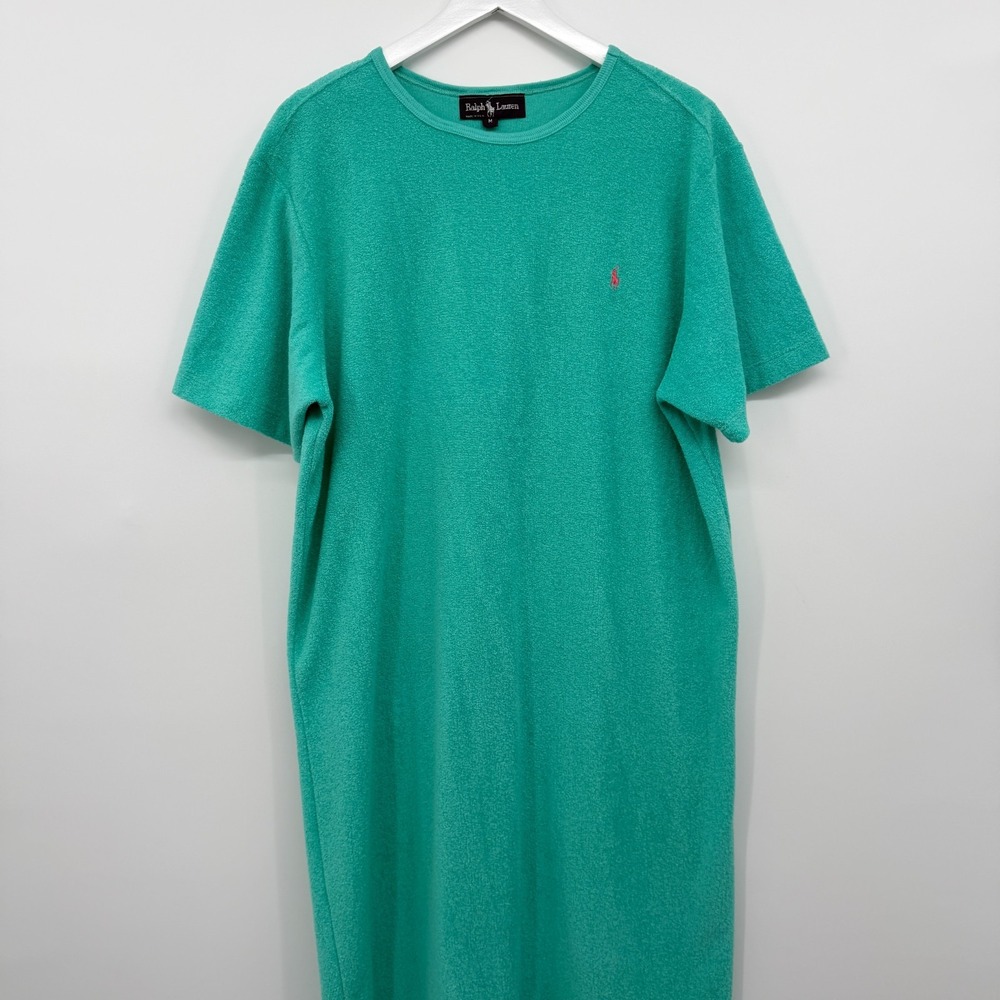 Vintage Ralph Lauren Midi Dress Cover Up Medium Terry Cloth Made in USA Beachy - Picture 2 of 10